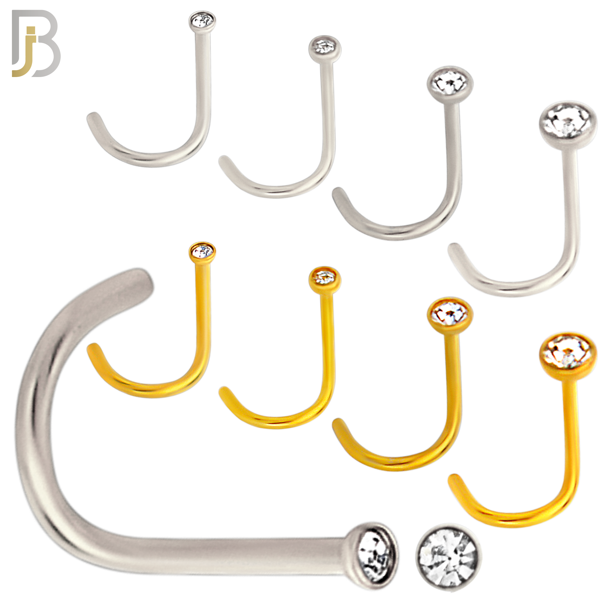 PK-NR36M3 - 316 Surgical Steel Nose Screw with Bezel Set Zircon image 1