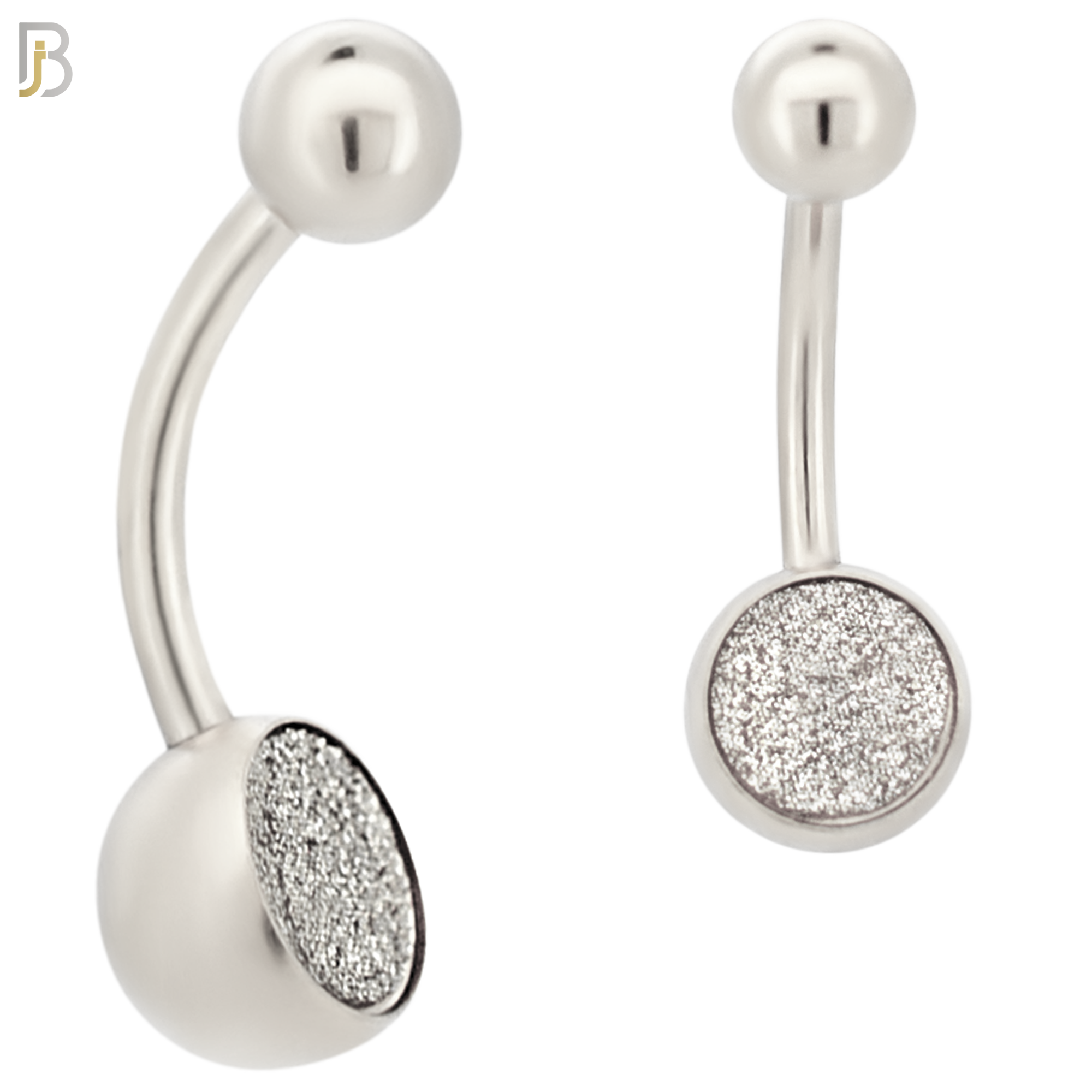 NB02 - 316L Stainless Steel Bezel Sandpaper Plain Banana Belly Navel Ring image 1