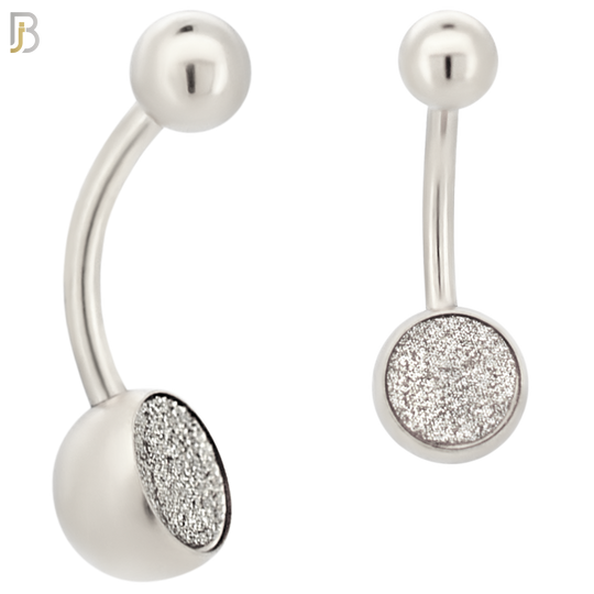 NB02 - 316L Stainless Steel Bezel Sandpaper Plain Banana Belly Navel Ring image 1