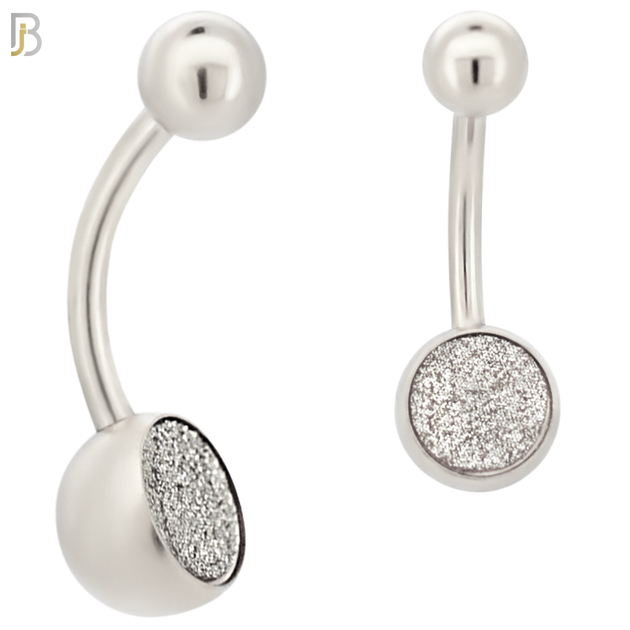NB02 - 316L Stainless Steel Bezel Sandpaper Plain Banana Belly Navel Ring image 1