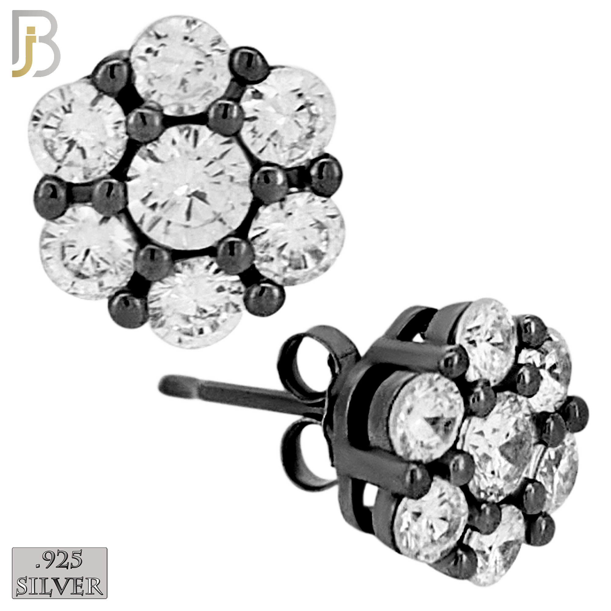 925-ES488K - 925 Sterling Silver Round Flower Push Back Stud Earring image 2