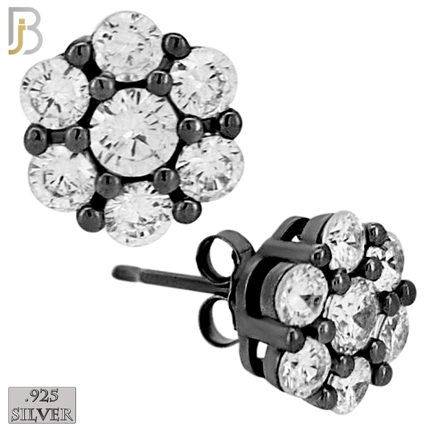 925-ES488K - 925 Sterling Silver Round Flower Push Back Stud Earring image 2