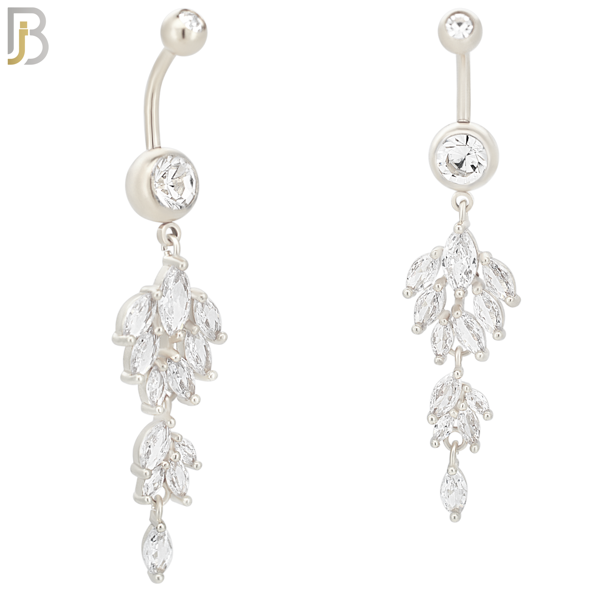 N058 - 316L Stainless Steel Dangling Leaves Design Belly Ring with 5mm Screw Ball Top image 1