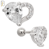 TB102 - 316L Stainless Steel Heart with Pear Shape CZ Tragus/Cartilage Barbell (PACK OF 6) image 1