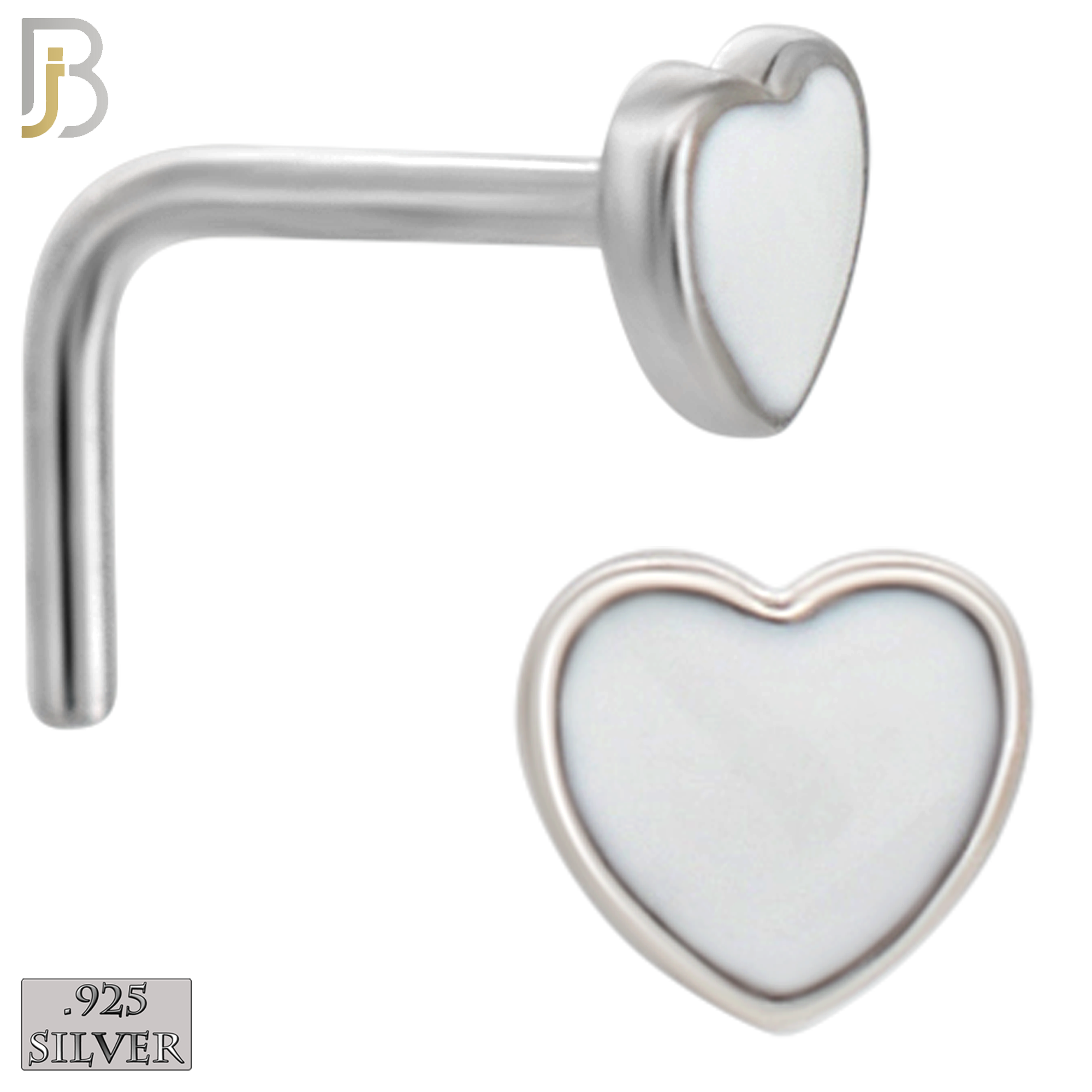 925-NR121L - 925 Sterling Silver L-Shape Heart Shape with Enamel - Pack of 6 image 2
