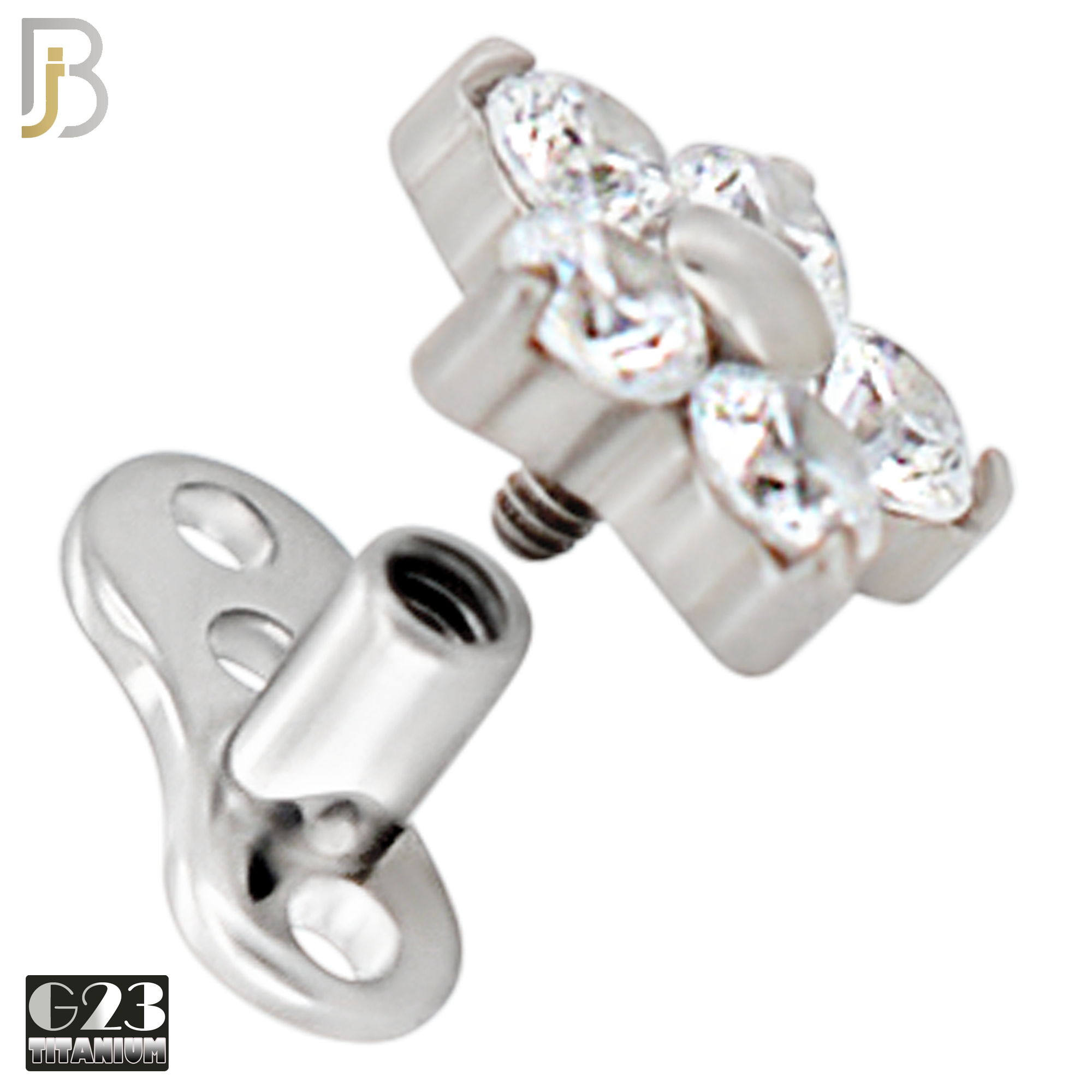 G23-DM23 - G23 Titanium Anchor with Surgical Steel Five Petal Flower Dermal Top image 1