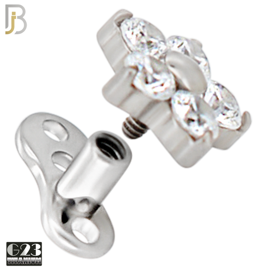 G23-DM23 - G23 Titanium Anchor with Surgical Steel Five Petal Flower Dermal Top image 1