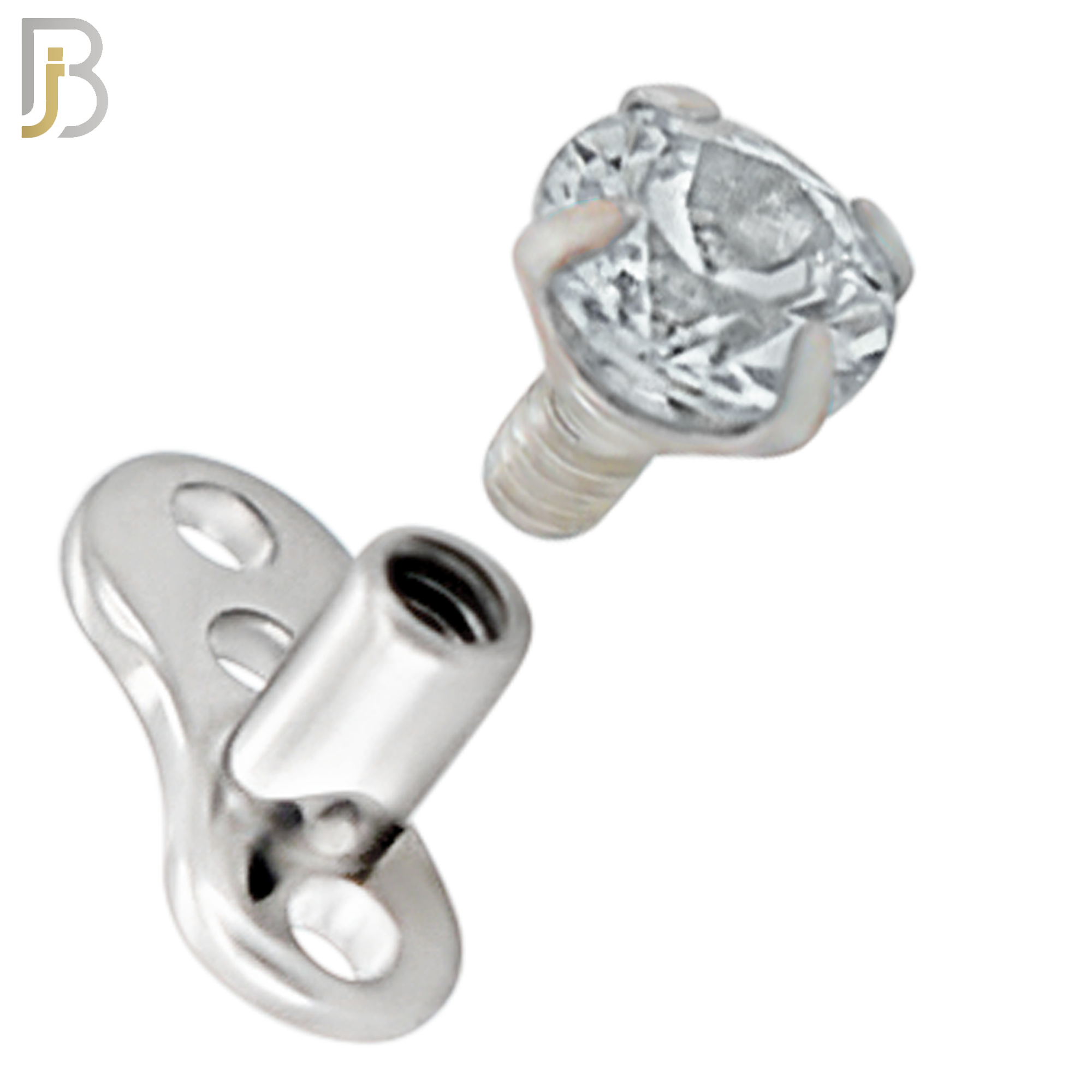 DM04 - 14G Titanium with Surgical Steel  Prong Set CZ Dermal Top Set of 4 Top image 5