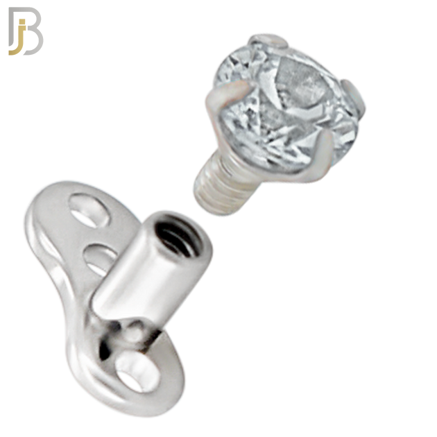 DM04 - 14G Titanium with Surgical Steel  Prong Set CZ Dermal Top Set of 4 Top image 5