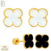 14-ES247 - 14k Yellow Gold Black Enamel Four Leaf Clover Earrings with Screw Backing image 0