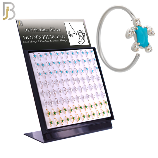 925-PK-CT134M2-96 - 925 Silver Hoops Turtle Enamel - Pack of 96 pcs image 0