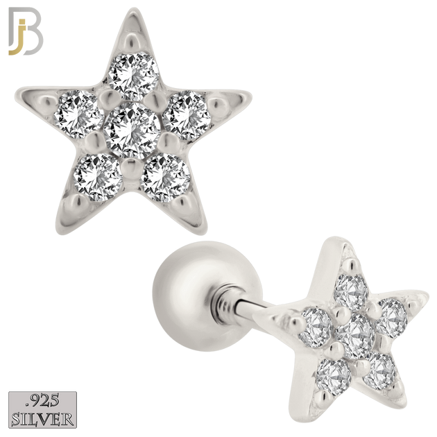 925-ES419 - Screw Ball Back - 925 Sterling Silver 5mm Star with Multi CZ Stud Earrings image 0