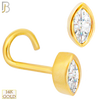 14-NR107C- 14k Solid Gold Marquise Shaped CZ in Bezel Set Nose Screw image 1