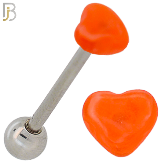 PK-BB49 - 316L Surgical Steel Barbell with Acrylic Marble Heart Screw External Threaded Pack of 120 image 7