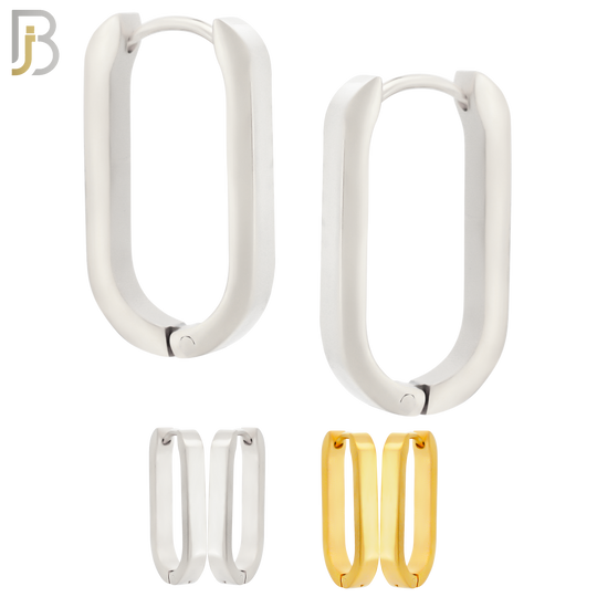 ES171 - 316L Stainless Steel Plain Huggies Oval Shape Clip On image 0