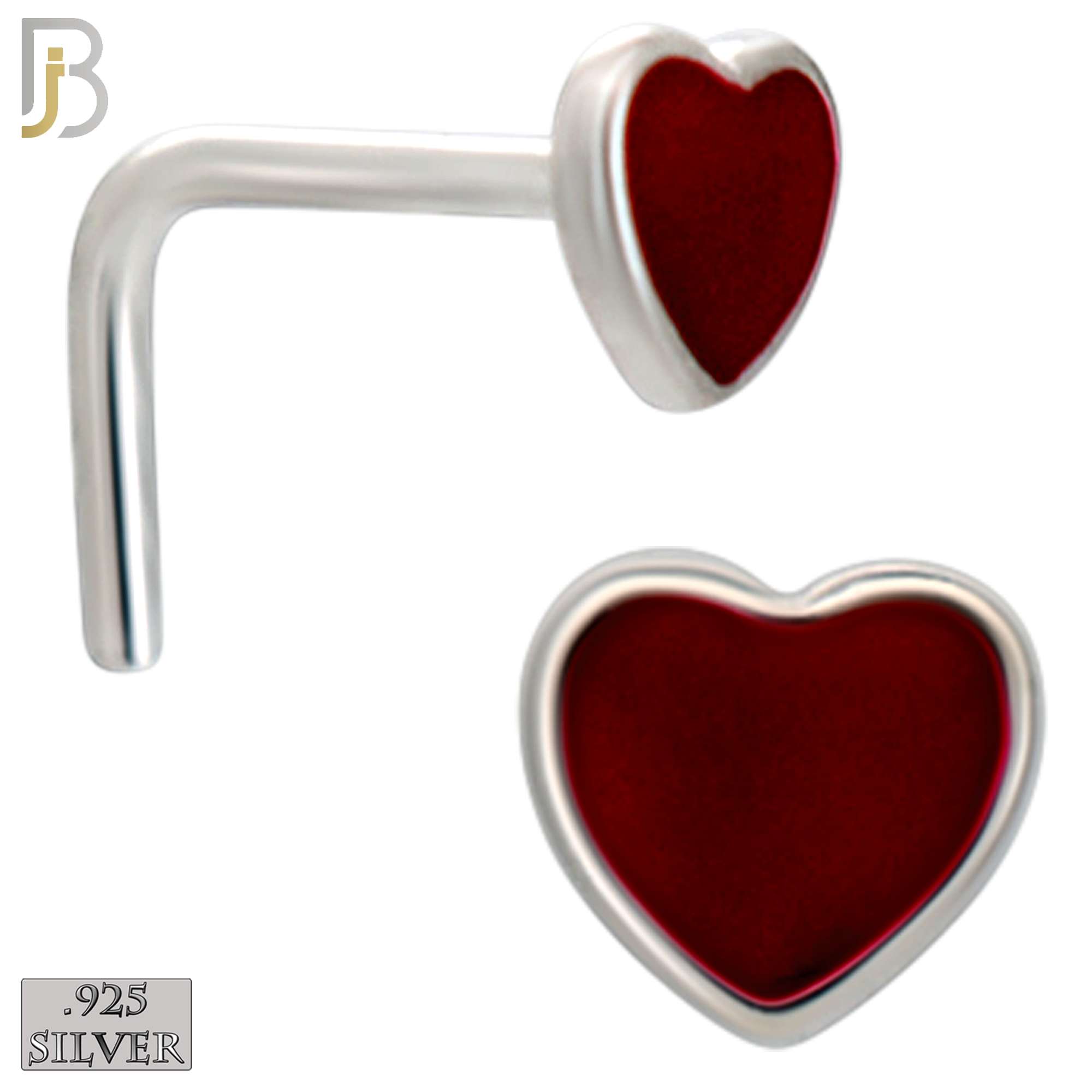 925-NR121L - 925 Sterling Silver L-Shape Heart Shape with Enamel - Pack of 6 image 3