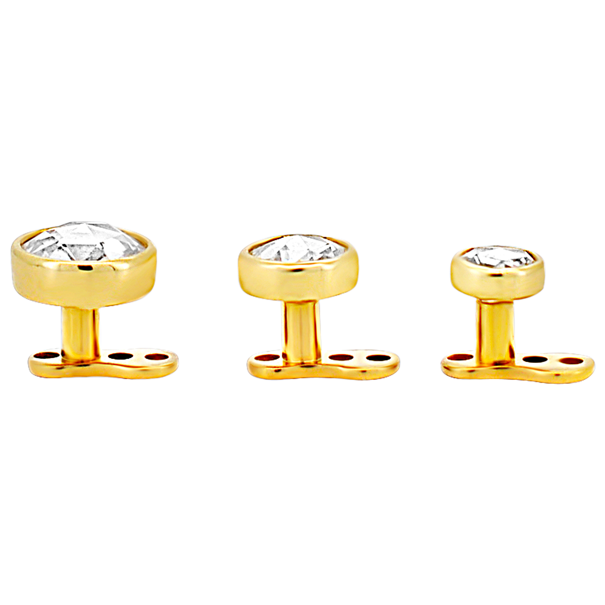 14-G23G-DM03 - G23 Titanium Gold Plated Anchor with 14k Gold Top with Bezel Set Rose Cut Lab Diamond Dermal - Internally Threaded image 7