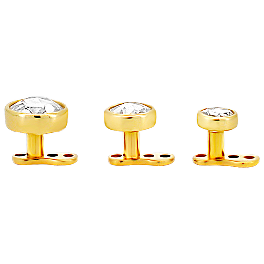 14-G23G-DM03 - G23 Titanium Gold Plated Anchor with 14k Gold Top with Bezel Set Rose Cut Lab Diamond Dermal - Internally Threaded image 7