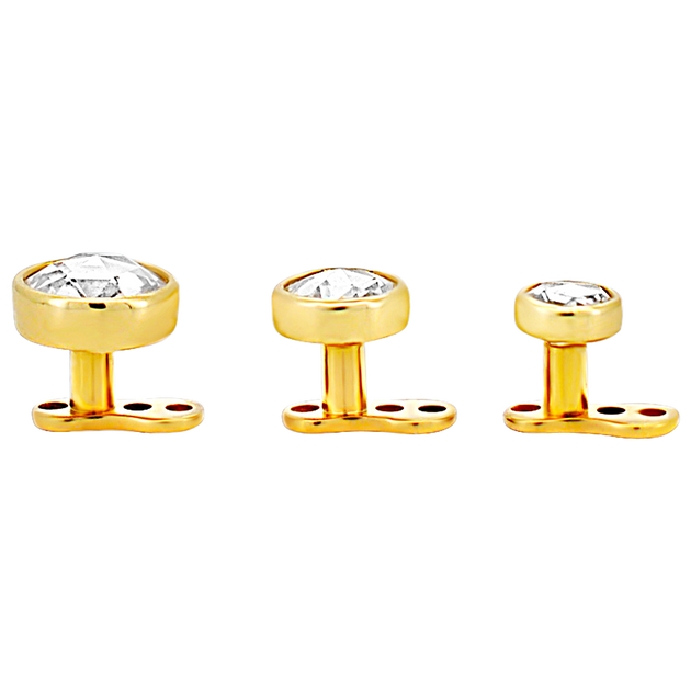 14-G23G-DM03 - G23 Titanium Gold Plated Anchor with 14k Gold Top with Bezel Set Rose Cut Lab Diamond Dermal - Internally Threaded image 7