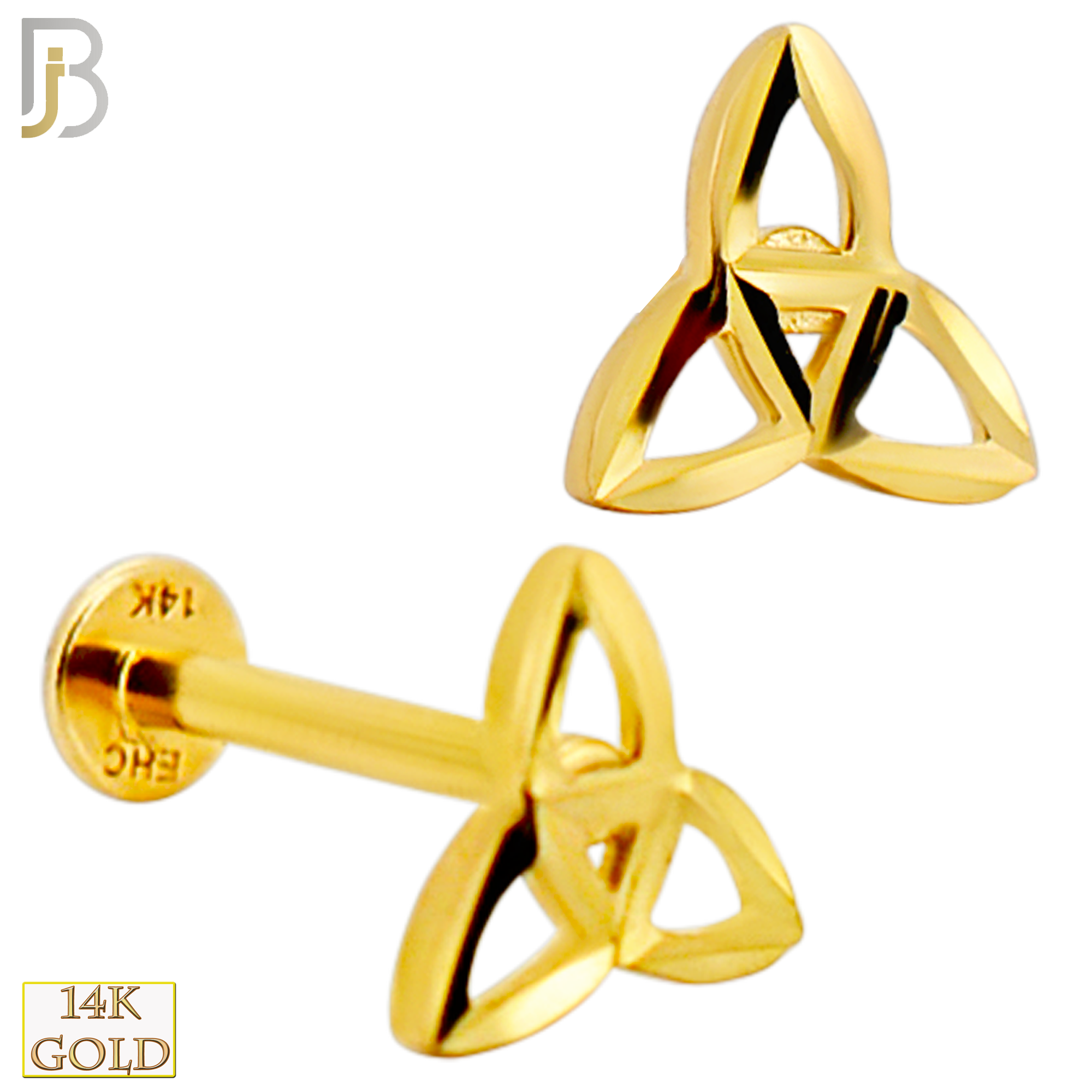14-LB122 - 14k Yellow Gold Celtic Trinity Knot Labret - Yellow Gold image
