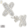 925-ES448 - .925 Sterling Silver X Kisses Earring with Clear Zircon image 0