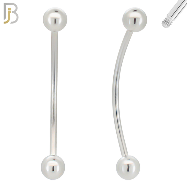 EC01S14 - 14g Thickness 316L Surgical Steel Curved Plain Barbell Screw Ball External Threaded (PACK OF 6) image