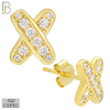 925-ES448 - .925 Sterling Silver X Kisses Earring with Clear Zircon image 1