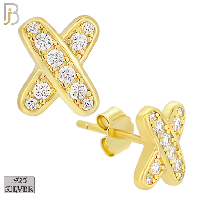 925-ES448 - .925 Sterling Silver X Kisses Earring with Clear Zircon image 1