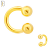 HS01G - 316L Surgical Steel Gold Plated Horseshoe Plain  Screw Ball External Threaded (PACK OF 6) image