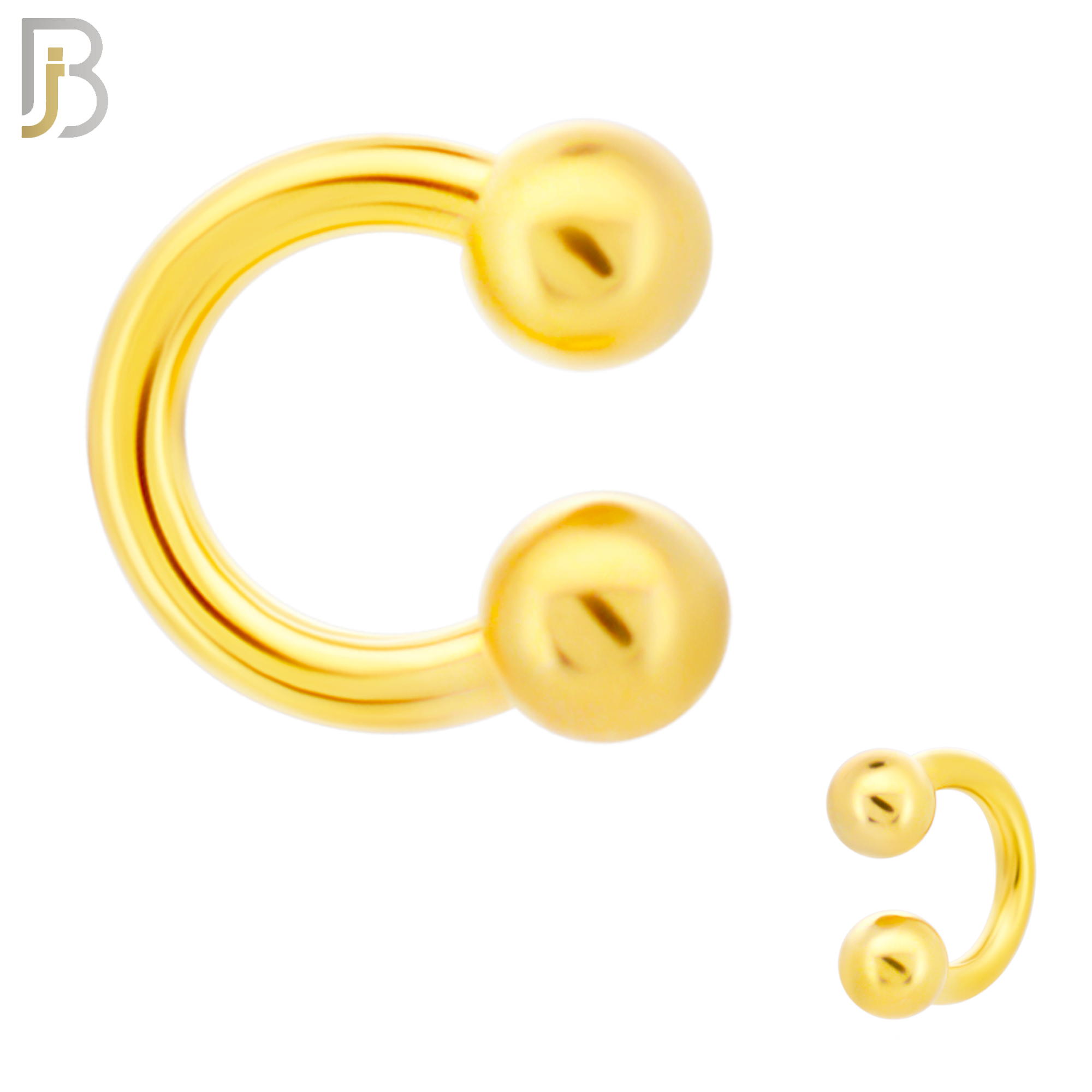 HS01G - 316L Surgical Steel Gold Plated Horseshoe Plain  Screw Ball External Threaded (PACK OF 6) image