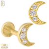 14-LB22 - 14k Yellow Gold Crescent Moon with Multi Zircon Labret - Yellow Gold image