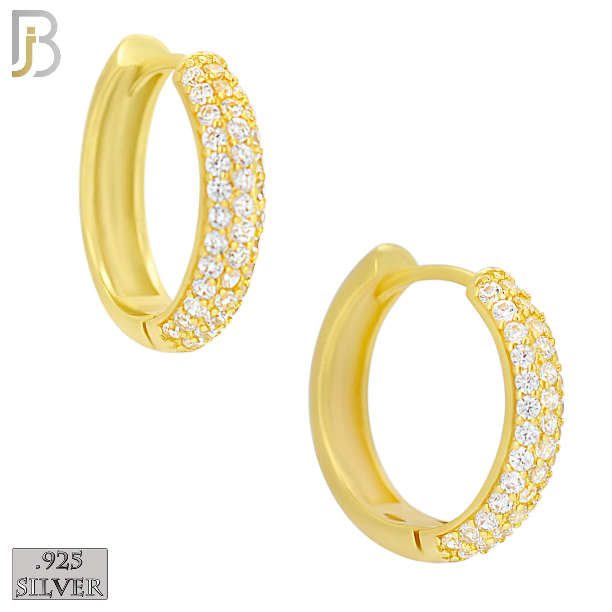 ES483 - 925 Sterling Silver 3 Rows CZ Studded Huggies Earrings image 5