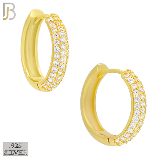 ES483 - 925 Sterling Silver 3 Rows CZ Studded Huggies Earrings image 5