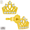 925-ES209 - Push Back - .925 Sterling Silver Crown Design Earring Stud with Clear Zircon image 2
