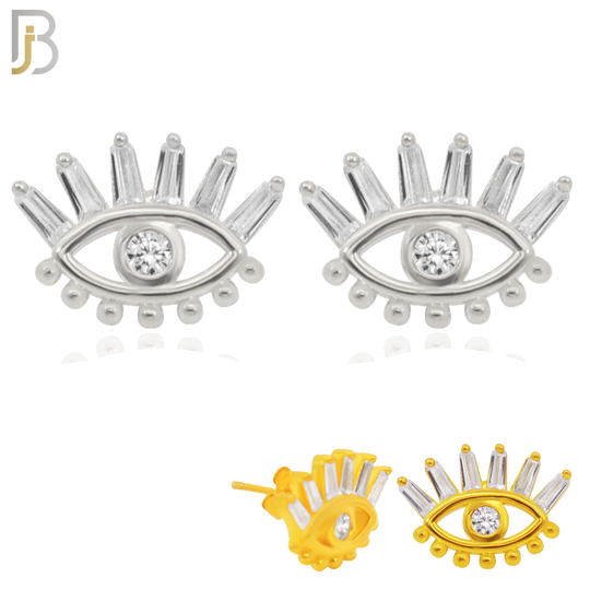 925-ES244 – .925 Sterling Silver Eyes Earring Stud with Zircon for Long Eyelashes and Eyeball image 0