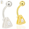 NB99 - 316L Stainless Steel Triangle Design with Multi CZ Banana Belly Ring image 0