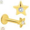 14-LB13 - 14k Solid Gold Star with Zircon Internally Threaded Labret image 0