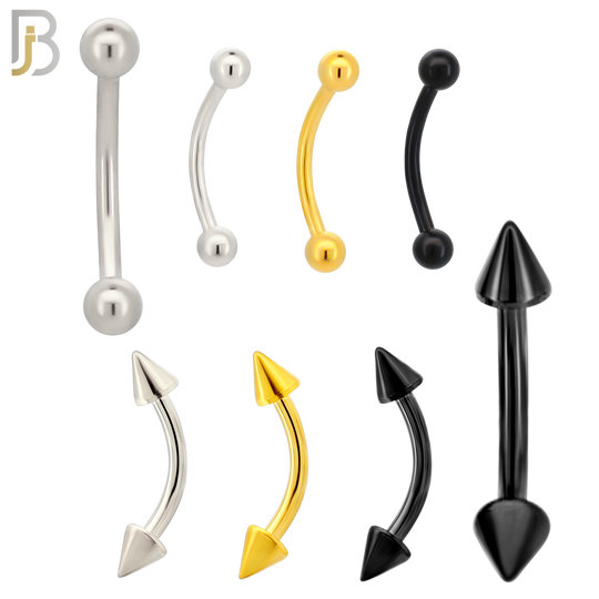 PK-EC01 - 316L Surgical Steel Curved Barbell External Threaded Ball and Spike image 1