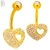NB119 - 316L Surgical Steel Studded Heart with Hollow Heart Belly Ring image 2