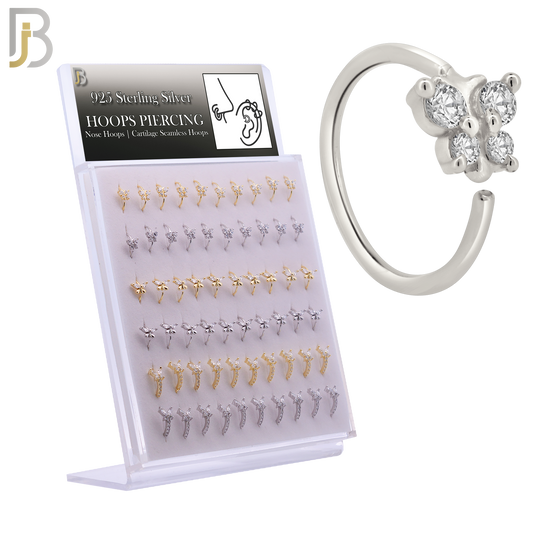 PK-CT9BT1- 925 Sterling Silver Three Styles Butterfly Nose Hoops - Pack of 60 image 0