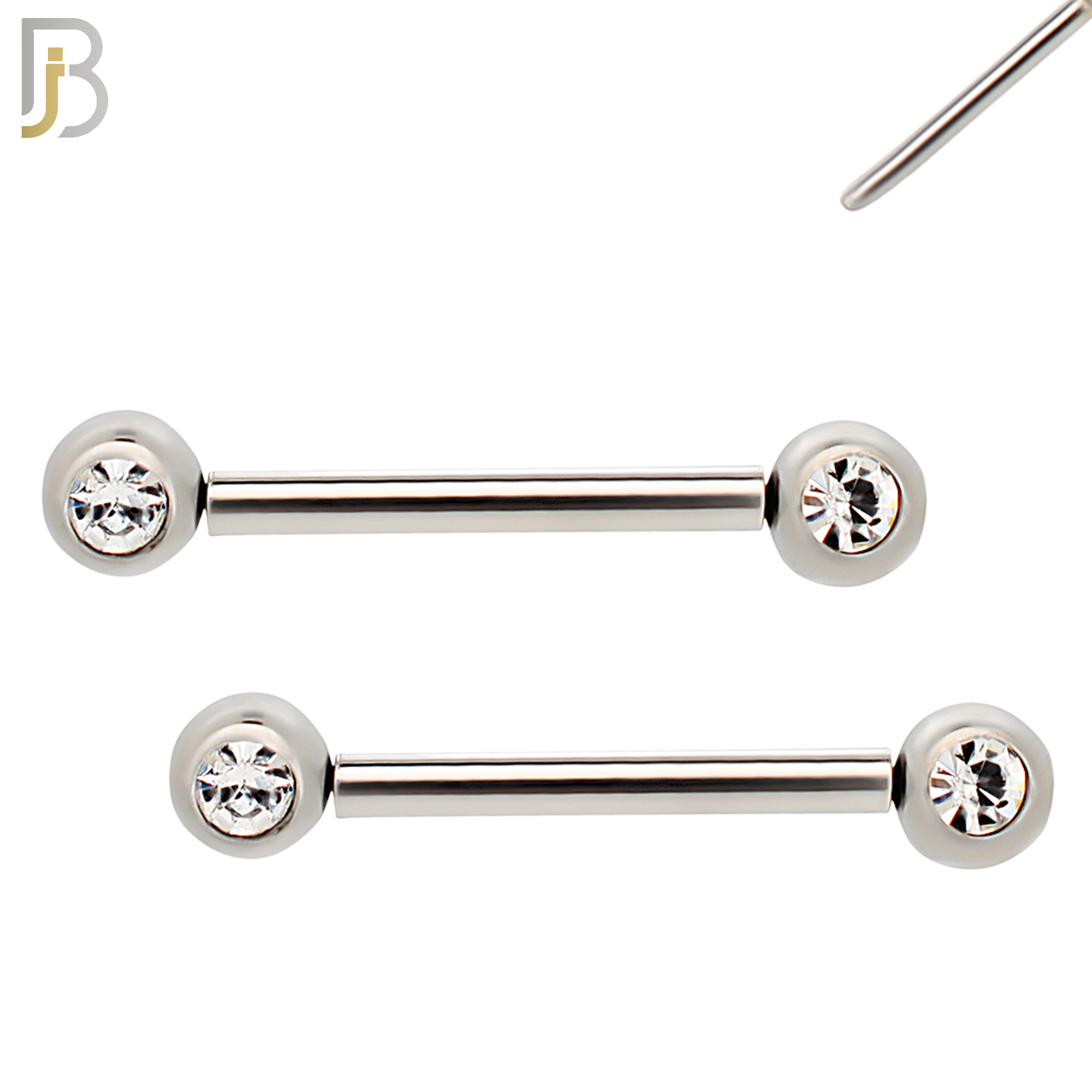 NP16S - 316L Surgical Steel  Push In Round Bezel Zircon Nipple Ring Piercing image 3