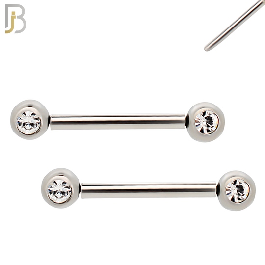 NP16S - 316L Surgical Steel  Push In Round Bezel Zircon Nipple Ring Piercing image 3