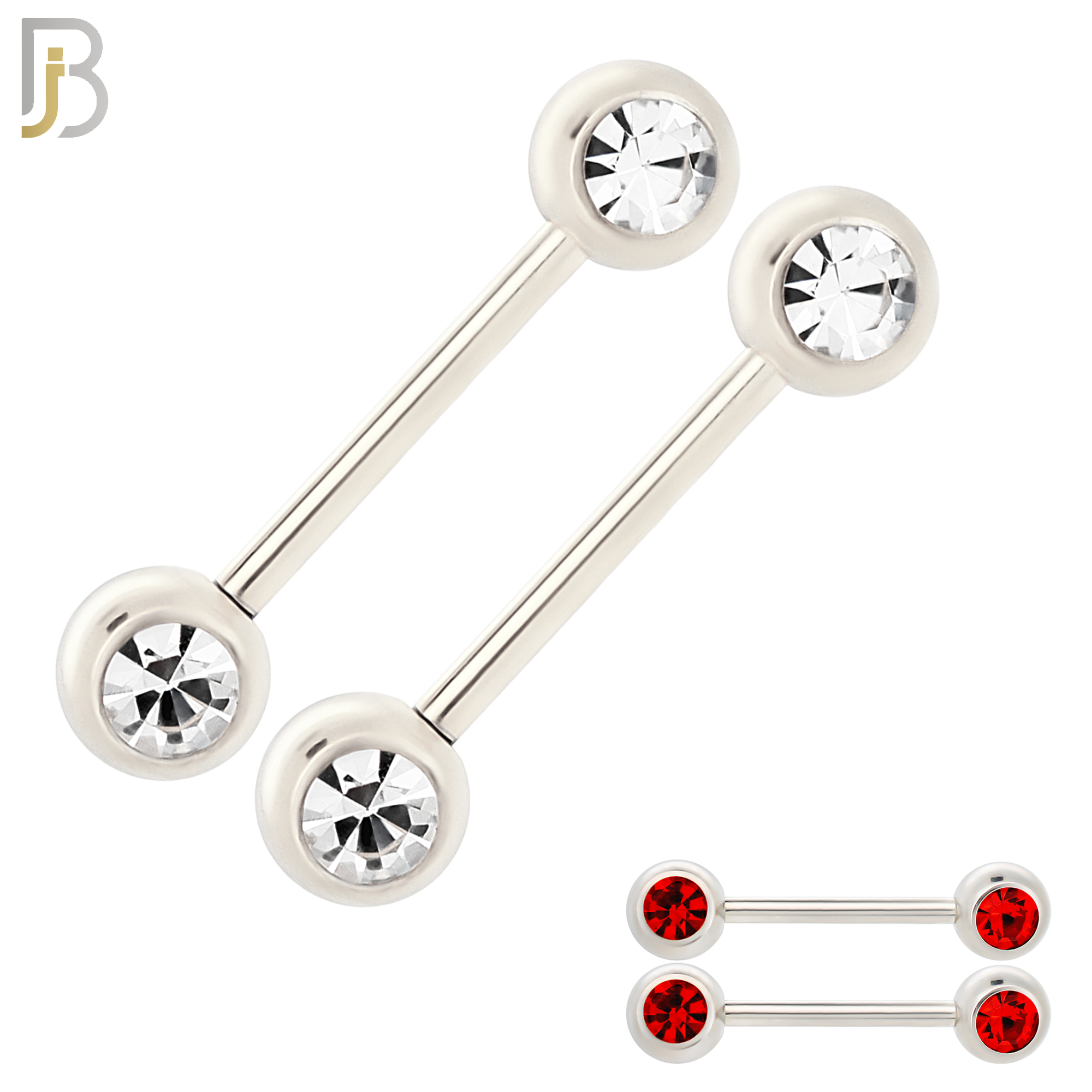 NP01-6 - 316L Surgical Steel Screw 6mm Plain Ball with Bezel Zircon Nipple Ring Piercing image 0