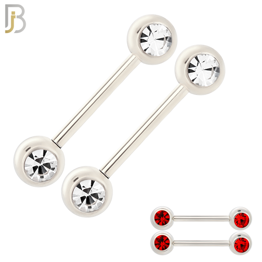 NP01-6 - 316L Surgical Steel Screw 6mm Plain Ball with Bezel Zircon Nipple Ring Piercing image 0