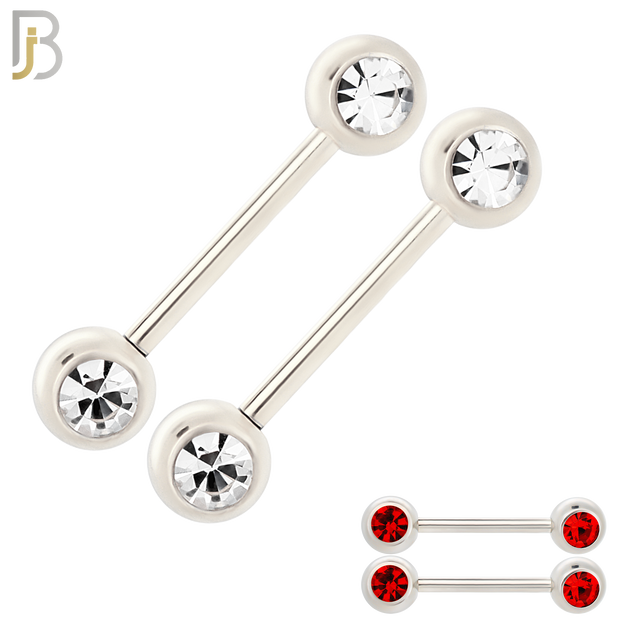 NP01-6 - 316L Surgical Steel Screw 6mm Plain Ball with Bezel Zircon Nipple Ring Piercing image 0