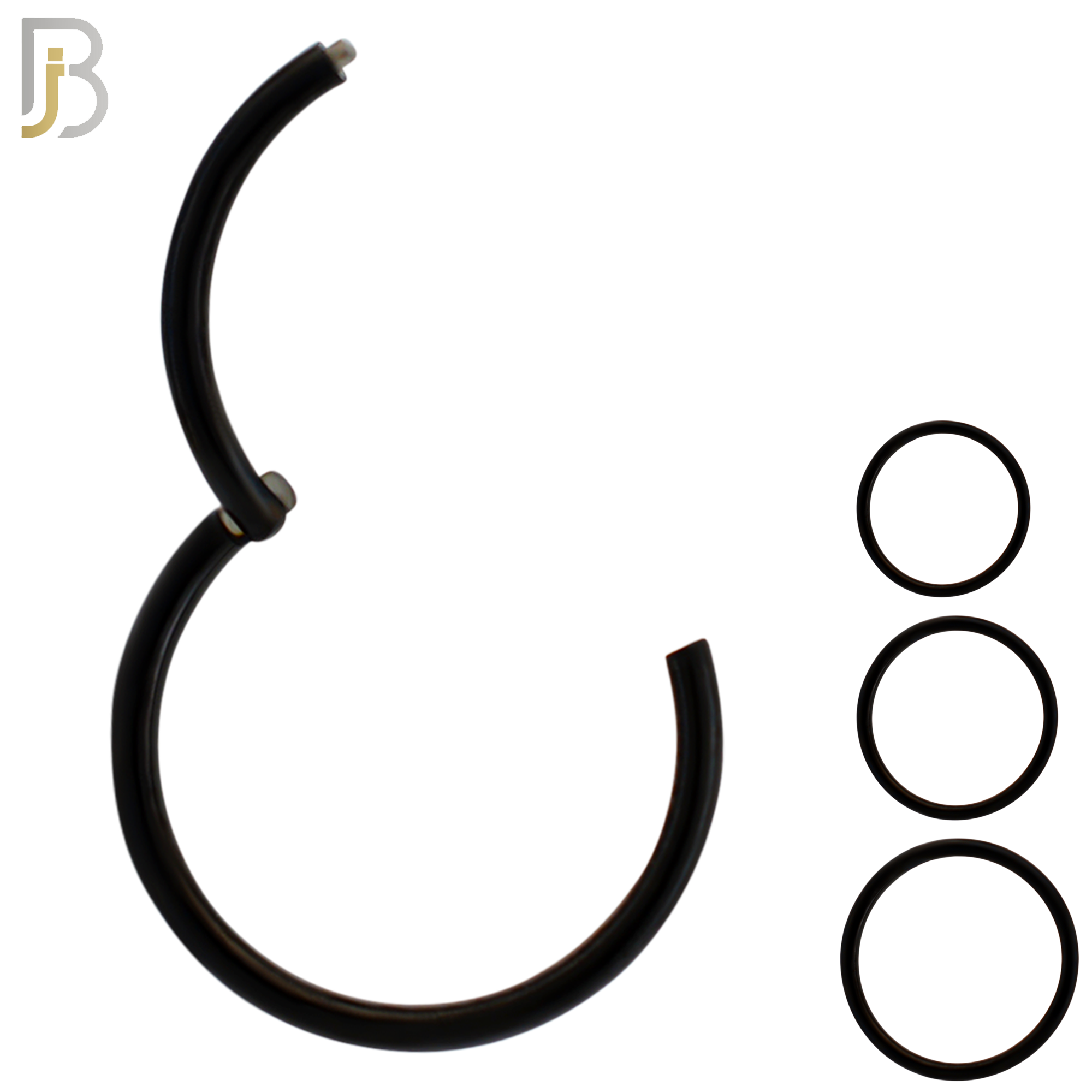 CT10K - Black Plated 316L Surgical Steel Hinged Hoops Plain (PACK OF 6) image 0