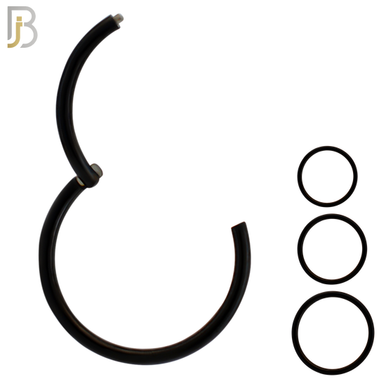 CT10K - Black Plated 316L Surgical Steel Hinged Hoops Plain (PACK OF 6) image 0