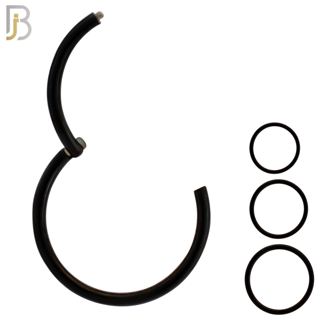 CT10K - Black Plated 316L Surgical Steel Hinged Hoops Plain (PACK OF 6) image 0