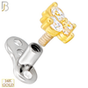 14-G23-DM14 - 14k Titanium Anchor and 14k Gold Top Butterfly with Cubic Zirconia Dermal - Internally Threaded image 1