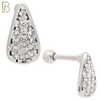 TB14 - 316L Surgical Steel Teardrops Design with Zircon Tragus Barbell Cartilage Piercing Screw Ball (PACK OF 6) image 1